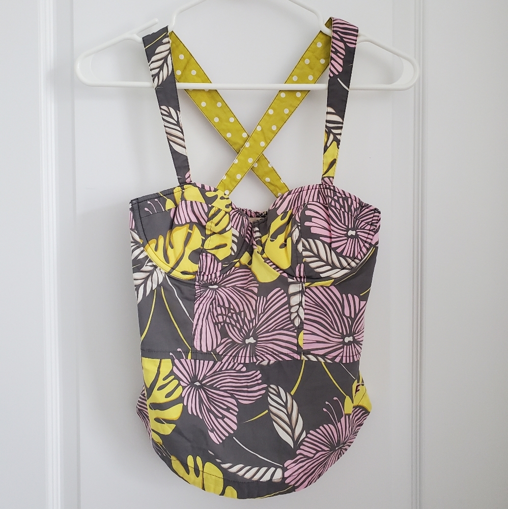 EUC Hollister Floral Bustier Tank.